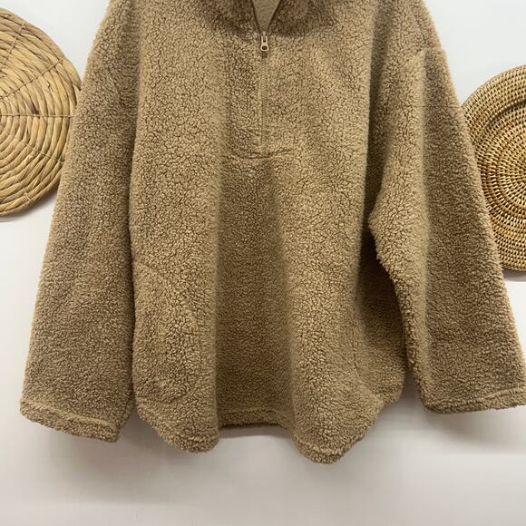 Koolaburra by UGG Brown Sherpa Teddy Fleece Quarter Zip Sweatshirt Plus Size 2X - Picture 4 of 6